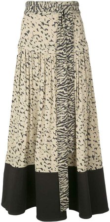 pleated animal-print skirt