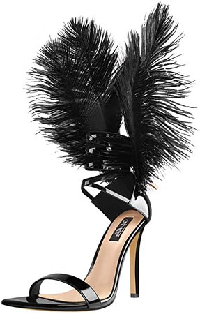 Amazon.com | onlymaker Women's Long Lace-up Wedding Sapphire Feather Back Stiletto High Heels Lace-up Sandals Pointed Toe Party Drag Queen Carnival Dress Shoes Sapphire US 6 | Heeled Sandals