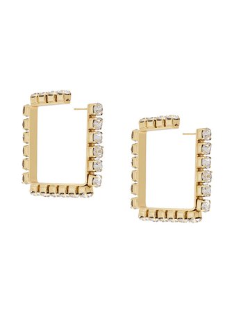 AREA Embellished Square Hoops - Farfetch