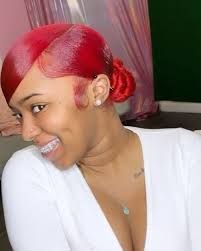 red sleek ponytail with weave - Google Search