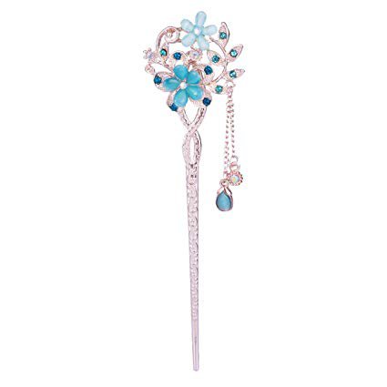 Light Pink & Blue Floral Hair Pin