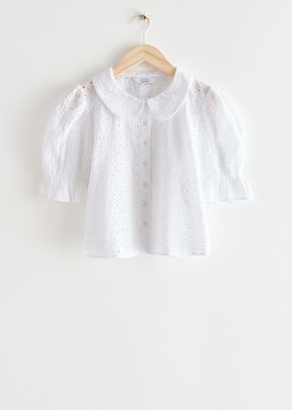 Collared Puff Sleeve Blouse - White - Blouses - & Other Stories US