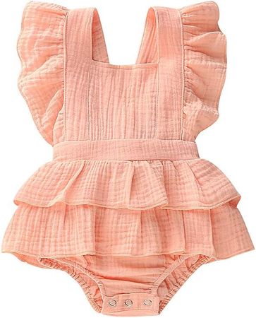 Amazon.com: Newborn Baby Girls Ruffle Romper Jumpsuit Bodysuit Baby Girl Summer Clothes Outifits (Khaki, 3-6 Months): Clothing, Shoes & Jewelry