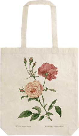 vintage rose flower print tote bag