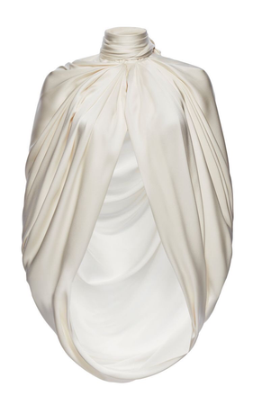 white satin blouse cape