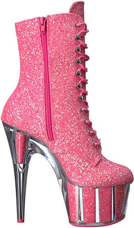 Amazon.com | Pleaser Women's ADORE-1020G Ankle Boot, neon Pink Glitter, 6 M US | Ankle & Bootie