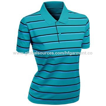 China Women's Striped Polo Shirt for Business, Customized Design, Logo, Size, Label, Color Accepted on Global Sources