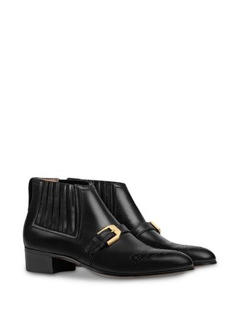 Gucci Women's leather ankle boot with G brogue $1,250 - Buy SS19 Online - Fast Global Delivery, Price