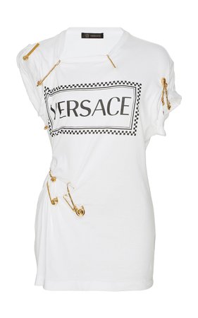 Pinned Cotton Logo Top by Versace