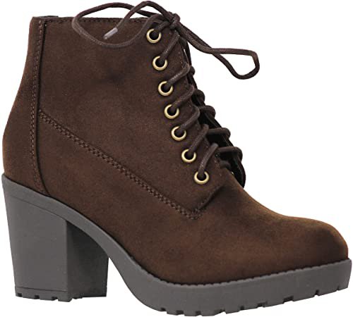 Amazon.com | MVE Shoes Women's Block Heel Lace Up Side Zipper Ankle Boots, Second TOB IMSU 9 | Ankle & Bootie