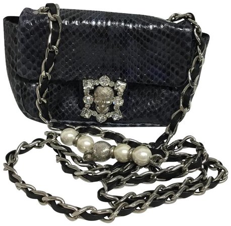 *clipped by @luci-her* Philipp Plein With Skull Snakeskin Leather Cross Body Bag - Tradesy