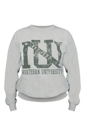 Stone Northern University Washed Sweatshirt | PrettyLittleThing USA