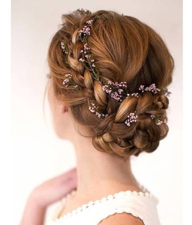 Braided updo with flowers