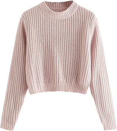 SweatyRocks Women's Drop Shoulder Mock Neck Pullover Sweater Long Sleeve Basic Crop Sweaters Grey S at Amazon Women’s Clothing store