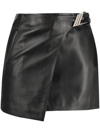 The Attico buckled wrap mini skirt black 211WCS45L001 - Farfetch