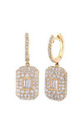 18k Gold Pave Baguette Drop Earrings By Shay | Moda Operandi