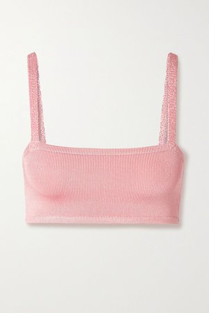 Baby pink Cropped stretch-knit bra top | Calle Del Mar | NET-A-PORTER