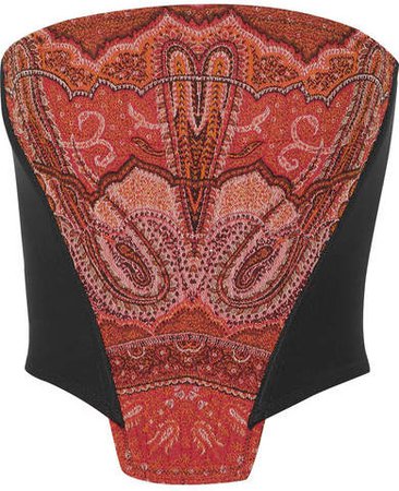 Wool-jacquard And Jersey Bustier Top - Red