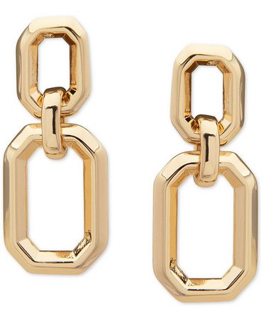 DKNY Gold-Tone Hexagon Link Double Drop Earrings & Reviews - Earrings - Jewelry & Watches - Macy's