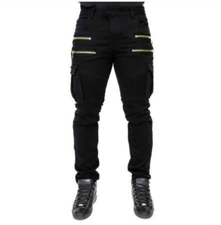 Men's Front Zipper Multi Pocket Casual Jeans | RebelsMarket