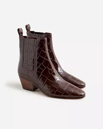 J.Crew: Piper Ankle Boots In Italian Croc-embossed Leather For Women