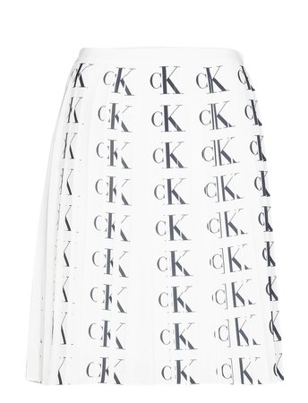 Calvin Klein Jeans Pleated Skirt (Ck Aop White/black Logo) (99.90 €) - Calvin Klein Jeans - | Boozt.com