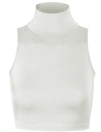 Lightweight Fitted Sleeveless Turtleneck Crop Top with Stretch - KOGMO