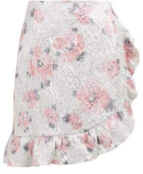 Floral Jacquard Ruffled Mini Skirt - Womens - Pink Multi