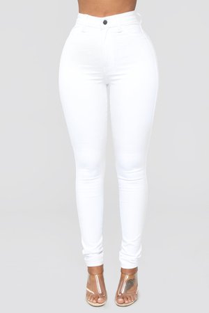 Classic High Waist Skinny Jeans - White
