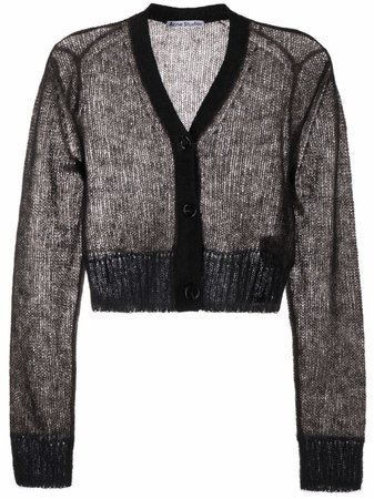 Shop Acne Studios cropped sheer V-neck cardigan with Express Delivery - FARFETCH