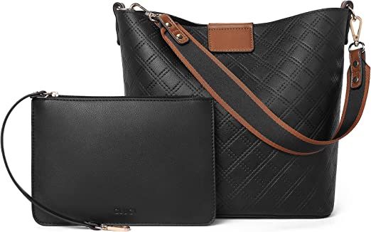 Amazon.com: CLUCI Bucket Purses for Women Vegan Leather Hobo Bags for women Fashion Tote Designer Shoulder Crossbody Bag 2pcs Set Black with Brown : Clothing, Shoes & Jewelry