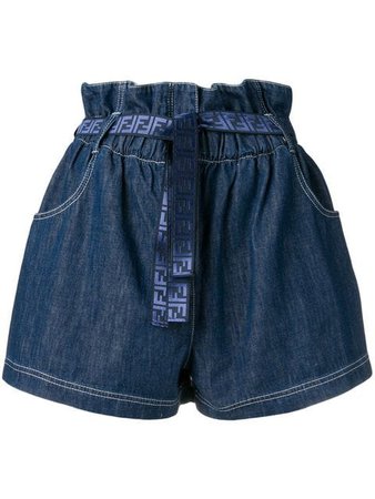 Fendi paper bag waist denim shorts $572 - Buy SS19 Online - Fast Global Delivery, Price
