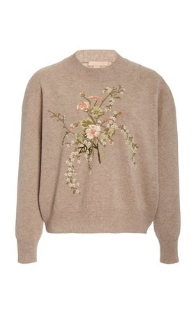 Brock Collection, Floral-Embroidered Wool-Cashmere Sweater
