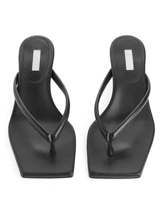 Slip-On Leather Sandals - Black - Shoes - ARKET DK