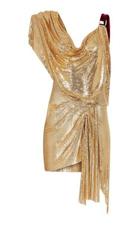 Draped Gold Metal Mini Dress By Raisa Vanessa | Moda Operandi