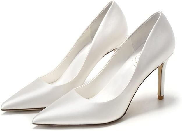 Amazon.com | LUXINYU,Women Pointed Toe Heels Fashion Stiletto Gold Shiny Wedding Shoes Elegant Silk Ladies Pumps Heeled Dress Shoes Soft Leather Comfort Work Shoes | Pumps