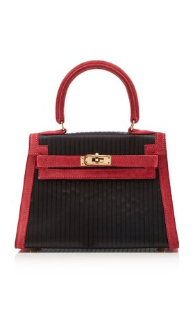 Hermes Vintage by Heritage Auctions 20cm Black and Ruby Silk and Doblis Suede Pleats Mini Kelly