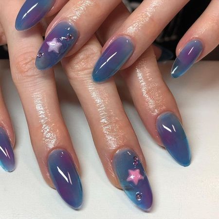 blue jelly star nails