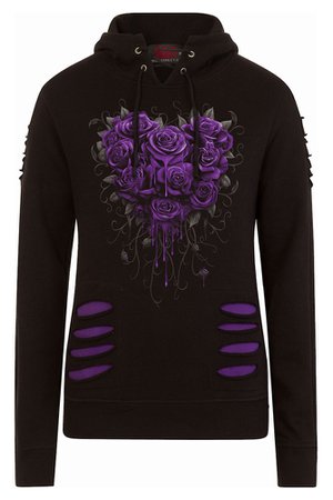 Bleeding Heart Ripped Hoody by Spiral Direct | Ladies Gothic