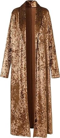 Amazon.com: ezShe Women's Velvet Lapel Collar Open Front Long Cardigan Trench Coat : Clothing, Shoes & Jewelry