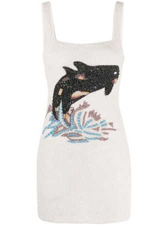 Oceanus Marina dolphin-embellished Minidress - Farfetch