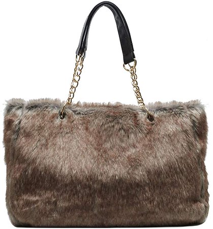 Amazon.com: Yu He Womens' Faux fur Messenger Crossbody Shoulder Bag Satchel Tote Handbag Black: Clothing