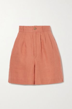 Orange Bello linen shorts | Reformation | NET-A-PORTER