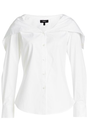Cotton Blouse with Layered Neckline Gr. L