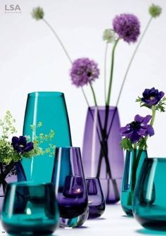Turquoise Purple Flower Vases