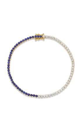 18k Yellow Gold Diamond And Blue Sapphire Hepburn Bracelet By Anita Ko | Moda Operandi