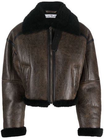 Acne Studios shearling-trim Leather Jacket - Farfetch