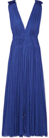 Elena Makri - Vereniki Pleated Silk-tulle Midi Dress - Cobalt blue