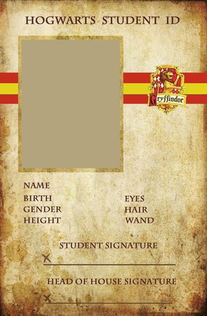 Hogwarts Student ID Gryffindor