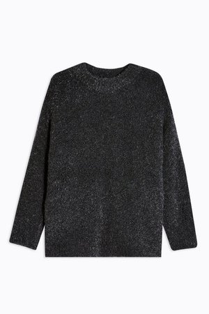 PETITE Charcoal Grey Knitted Boucle Longline Jumper | Topshop